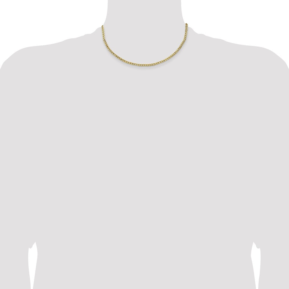 16 Inch 10K Yellow Gold 3.35mm Semi Solid Curb Link Chain Necklace