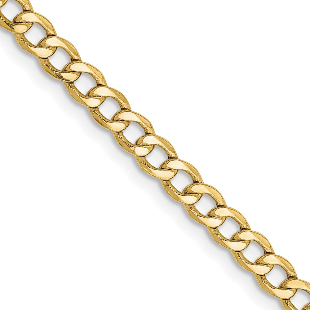 18 Inch 10K Yellow Gold 3.35mm Semi Solid Curb Link Chain Necklace