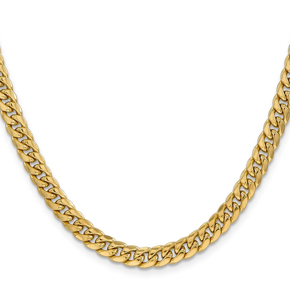 22 Inch 10K Yellow Gold 6mm Semi Solid Miami Cuban Chain Necklace