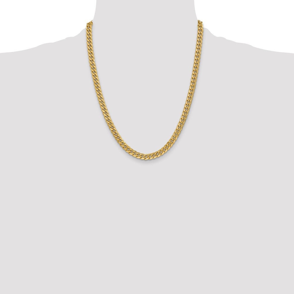 22 Inch 10K Yellow Gold 6mm Semi Solid Miami Cuban Chain Necklace