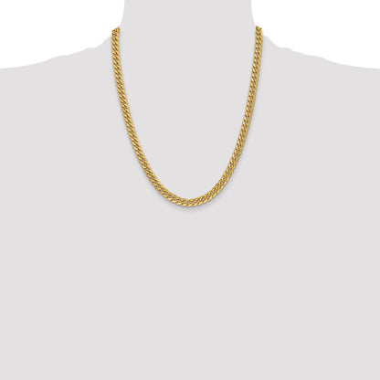 22 Inch 10K Yellow Gold 6mm Semi Solid Miami Cuban Chain Necklace