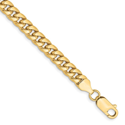 7 Inch 10K Yellow Gold 6mm Semi Solid Miami Cuban Chain Bracelet