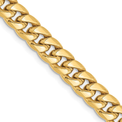 22 Inch 10K Yellow Gold 6mm Semi Solid Miami Cuban Chain Necklace