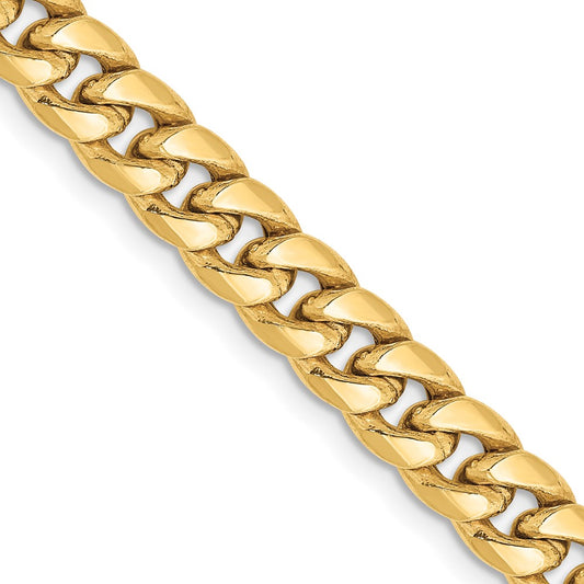 26 Inch 10K Yellow Gold 6mm Semi Solid Miami Cuban Chain Necklace