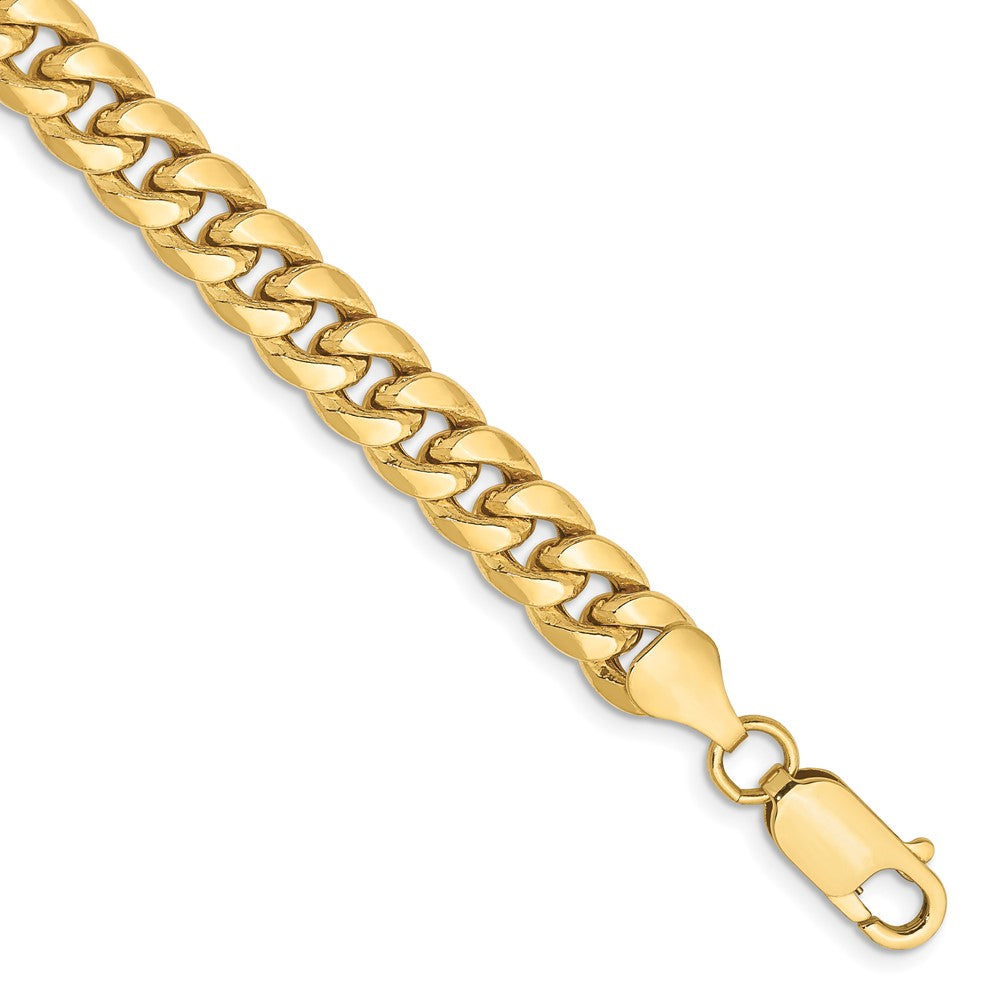 7 Inch 10K Yellow Gold 6.75mm Semi Solid Miami Cuban Chain Bracelet