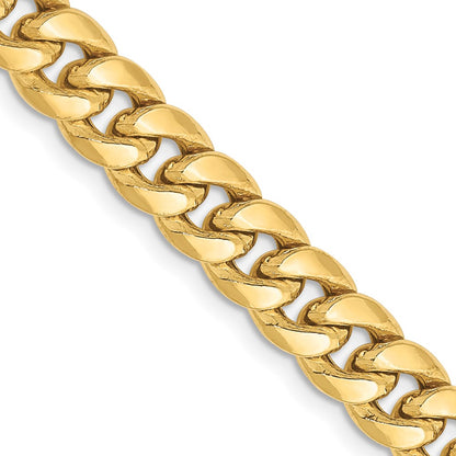 18 Inch 10K Yellow Gold 6.75mm Semi Solid Miami Cuban Chain Necklace