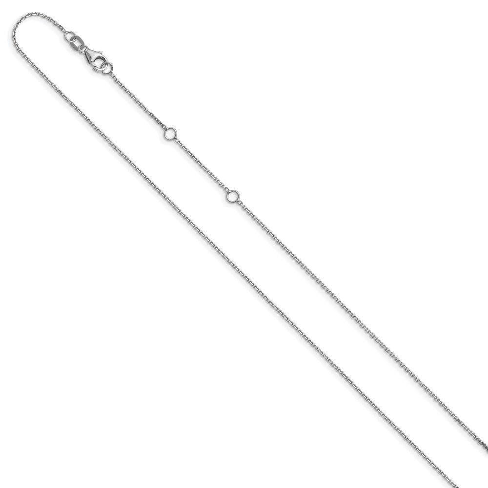 18 Inch 10K White Gold Wg .95mm D/C Round Cable 1In+1In Adjustable Chain Necklace