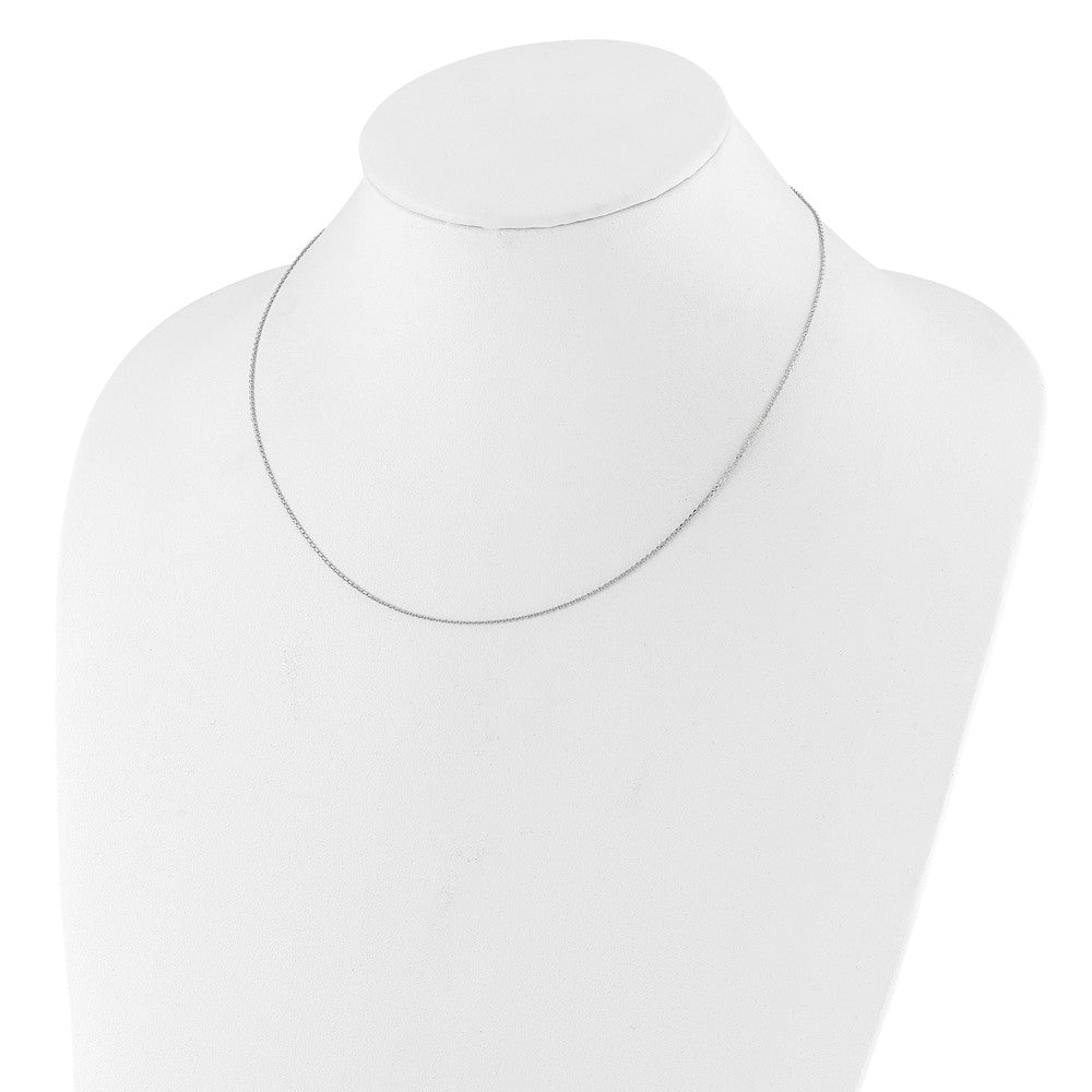 18 Inch 10K White Gold Wg .95mm D/C Round Cable 1In+1In Adjustable Chain Necklace