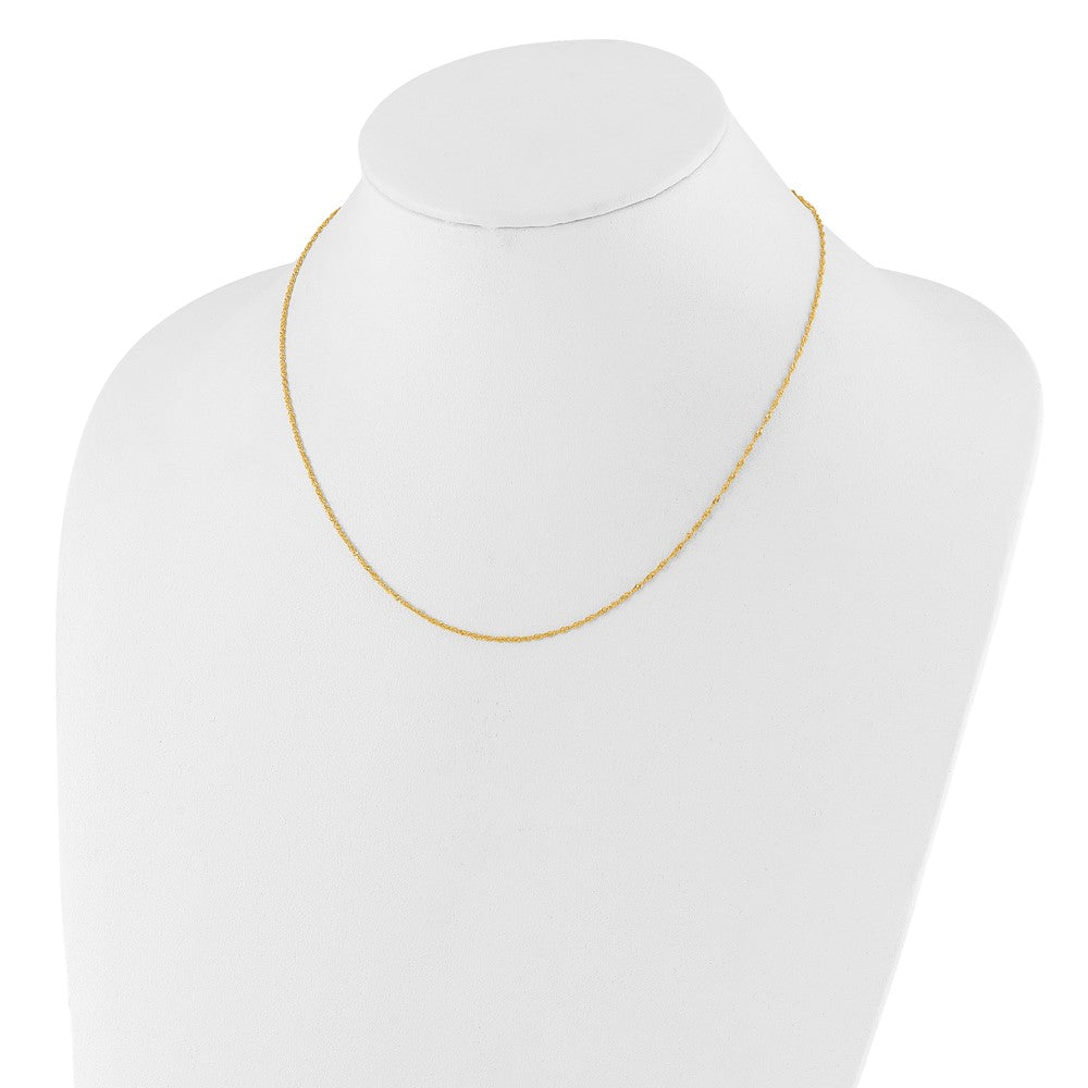 18 Inch 10K Yellow Gold 1.25mm Singapore 1In+1In Adjustable Chain Necklace