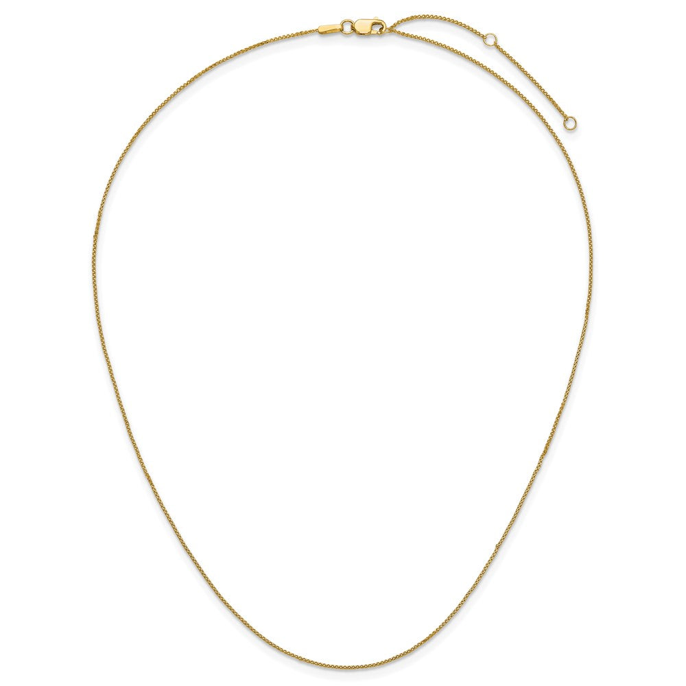 18 Inch 10K Yellow Gold .65mm D/C Spiga 1In+1In Adjustable Chain Necklace