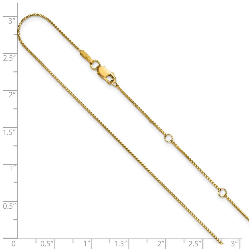 18 Inch 10K Yellow Gold .65mm D/C Spiga 1In+1In Adjustable Chain Necklace
