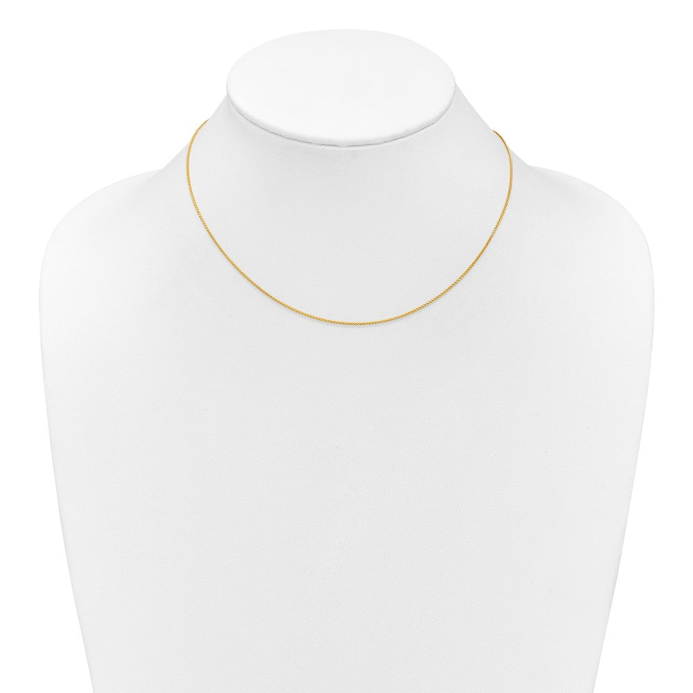 18 Inch 10K Yellow Gold 1mm D/C Spiga 1In+1In Adjustable Chain Necklace