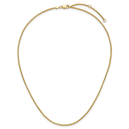18 Inch 10K Yellow Gold 1.5mm Spiga 1In+1In Adjustable Chain Necklace