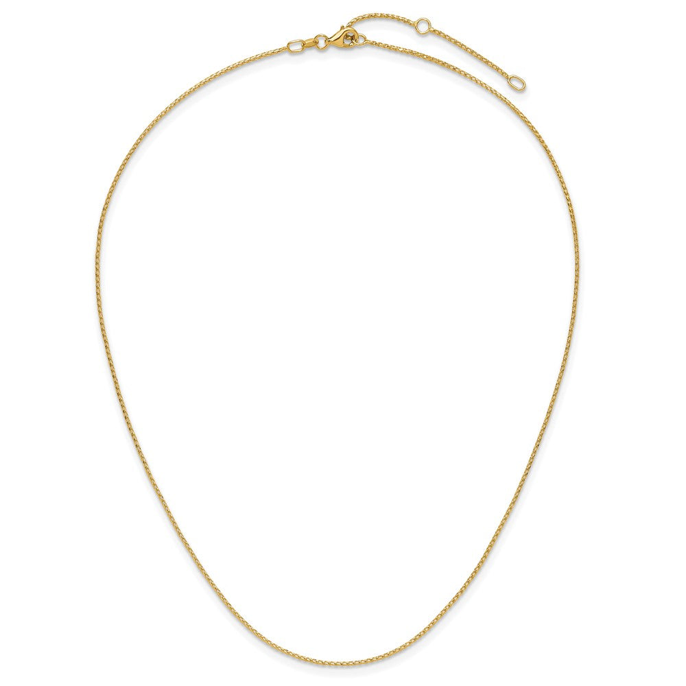 18 Inch 10K Yellow Gold 1mm D/C Open Franco 1In+1In Adjustable Chain Necklace