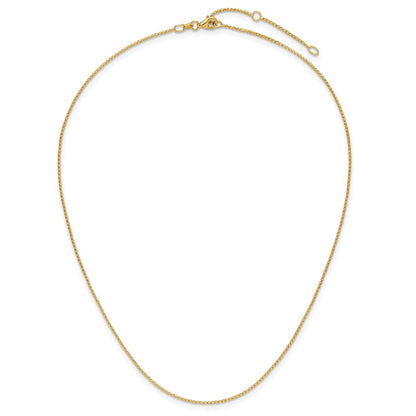 18 Inch 10K Yellow Gold 1mm D/C Open Franco 1In+1In Adjustable Chain Necklace