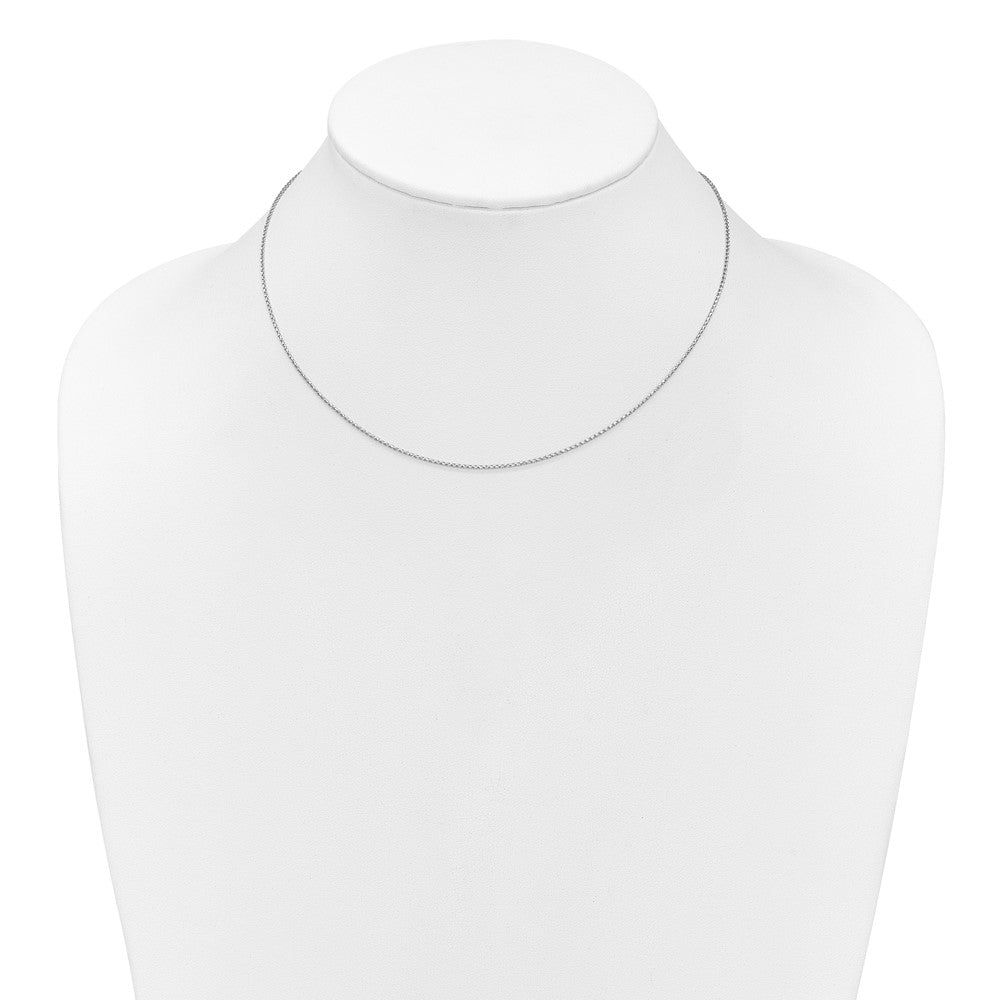 18 Inch 10K White Gold 1mm D/C Open Franco 1In+1In Adjustable Chain Necklace