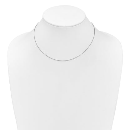 18 Inch 10K White Gold 1mm D/C Open Franco 1In+1In Adjustable Chain Necklace