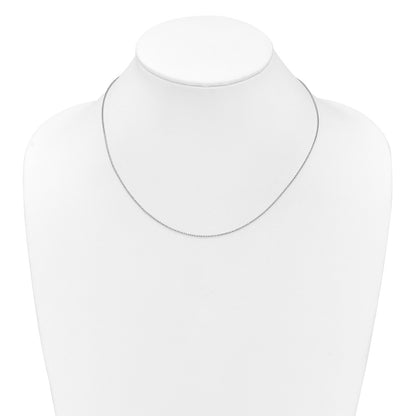 18 Inch 10K White Gold 1mm D/C Open Franco 1In+1In Adjustable Chain Necklace