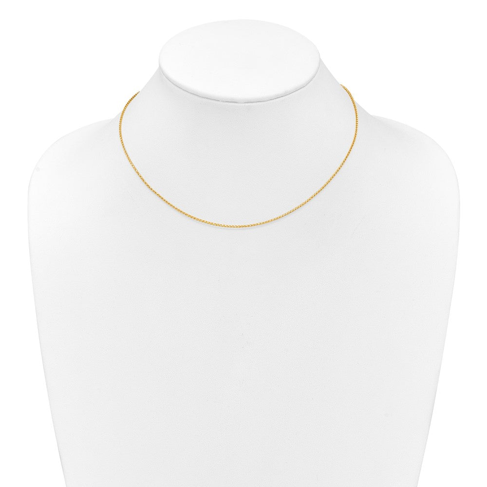 18 Inch 10K Yellow Gold 1.15mm D/C Open Franco 1In+1In Adjustable Chain Necklace