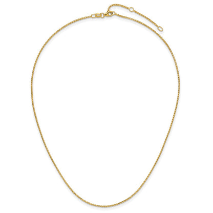 18 Inch 10K Yellow Gold 1.15mm D/C Open Franco 1In+1In Adjustable Chain Necklace
