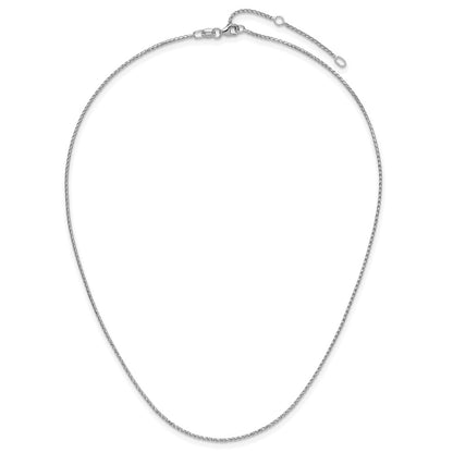 18 Inch 10K White Gold 1.15mm D/C Open Franco 1In+1In Adjustable Chain Necklace