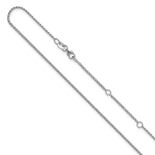 18 Inch 10K White Gold 1.15mm D/C Open Franco 1In+1In Adjustable Chain Necklace