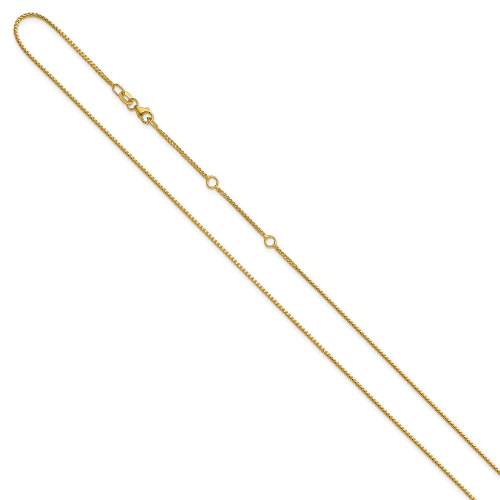 18 Inch 10K Yellow Gold 1.1mm Franco 1In+1In Adjustable Chain Necklace