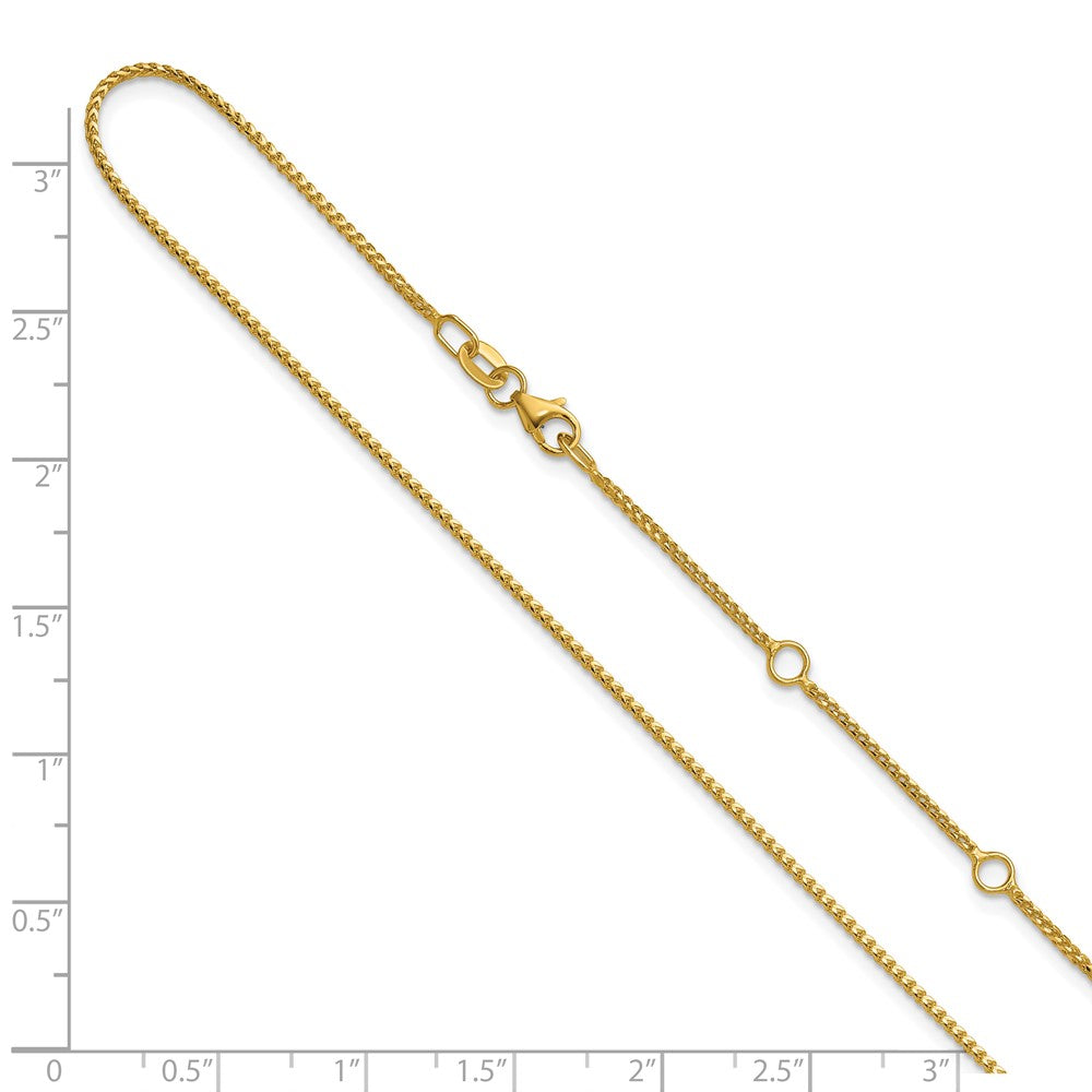 18 Inch 10K Yellow Gold 1.1mm Franco 1In+1In Adjustable Chain Necklace