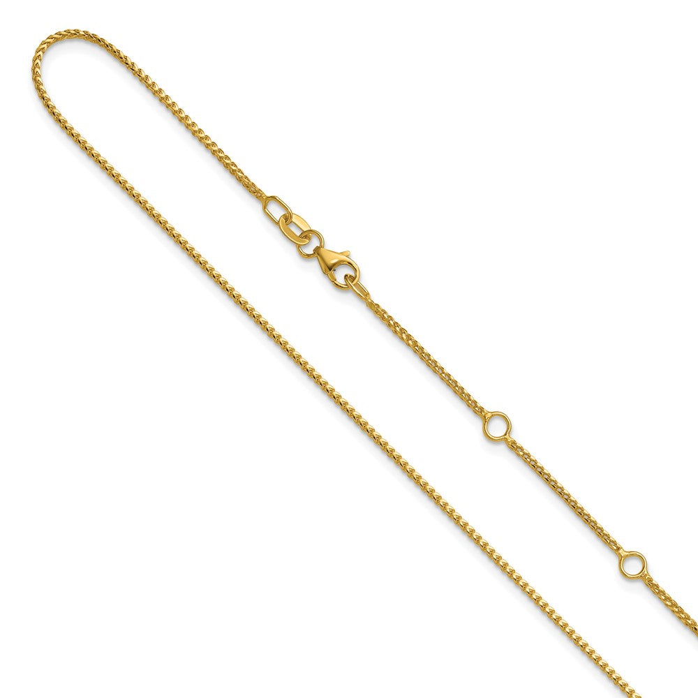 18 Inch 10K Yellow Gold 1.1mm Franco 1In+1In Adjustable Chain Necklace