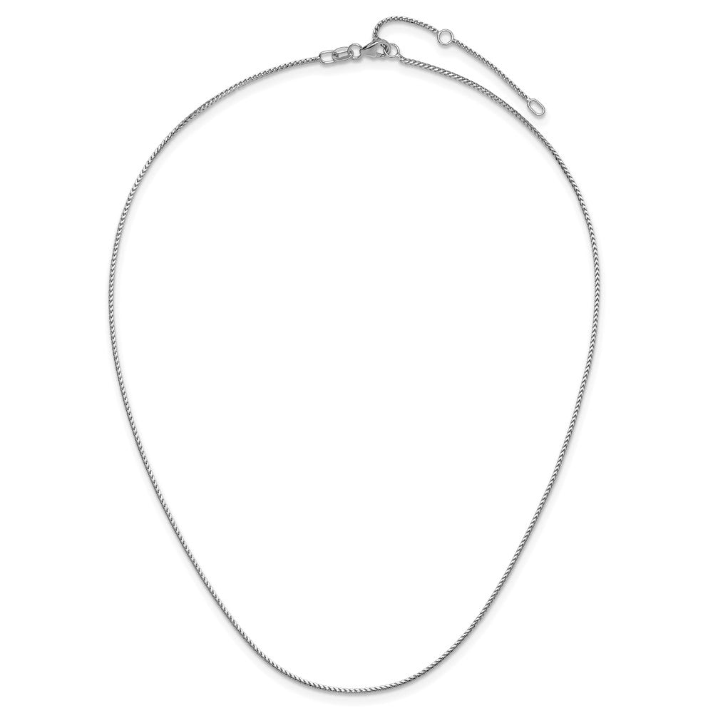 18 Inch 10K White Gold 1.1mm Franco 1In+1In Adjustable Chain Necklace