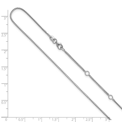 18 Inch 10K White Gold 1.1mm Franco 1In+1In Adjustable Chain Necklace