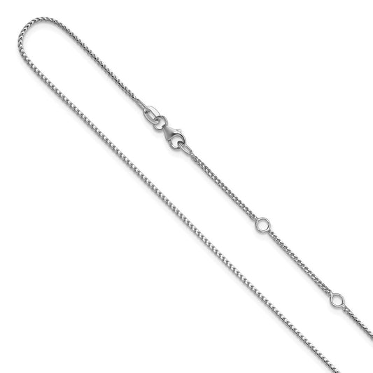 18 Inch 10K White Gold 1.1mm Franco 1In+1In Adjustable Chain Necklace