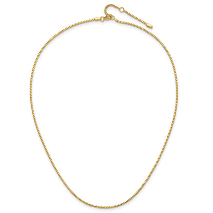 18 Inch 10K Yellow Gold 1.25mm Franco 1In+1In Adjustable Chain Necklace