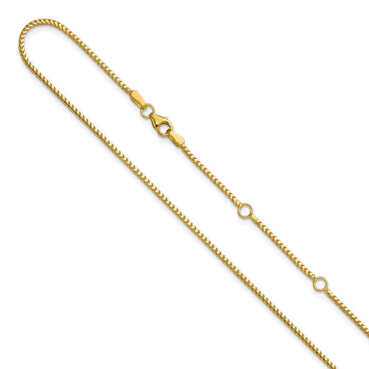 18 Inch 10K Yellow Gold 1.25mm Franco 1In+1In Adjustable Chain Necklace