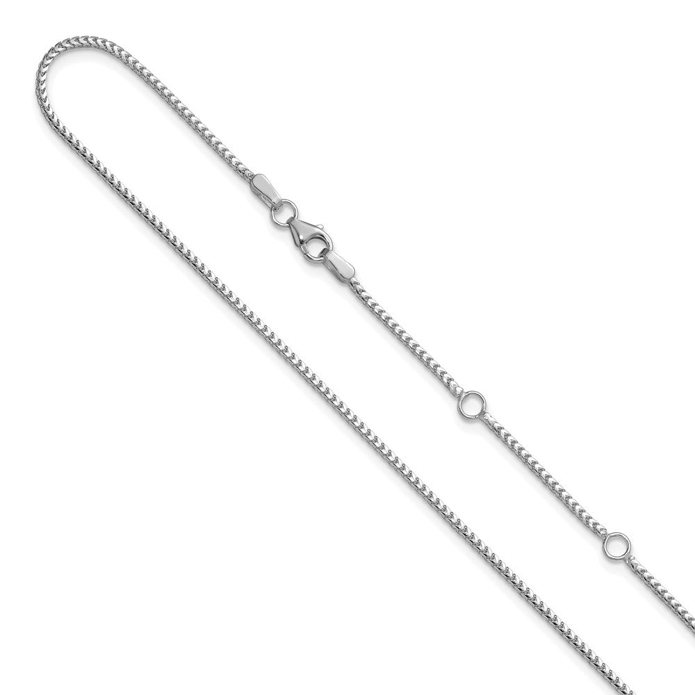 18 Inch 10K White Gold 1.25mm Franco 1In+1In Adjustable Chain Necklace