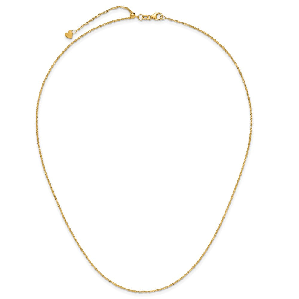 22 Inch 10K Yellow Gold Adjustable 1.1mm Singapore Chain Necklace
