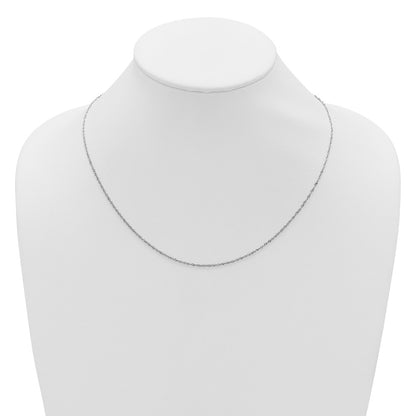 22 Inch 10K White Gold Adjustable 1.3mm Singapore Chain Necklace