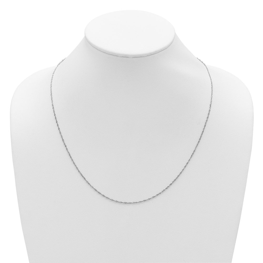 22 Inch 10K White Gold Adjustable 1.3mm Singapore Chain Necklace