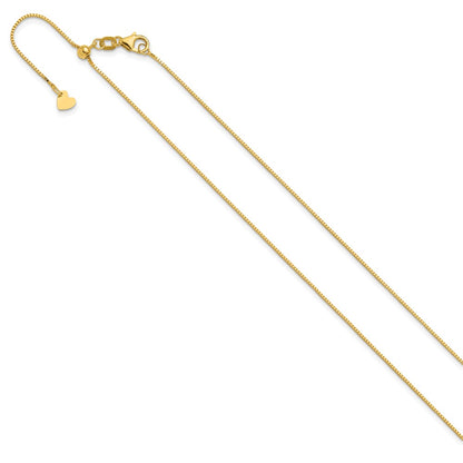 22 Inch 10K Yellow Gold Adjustable .7mm Box Chain Necklace