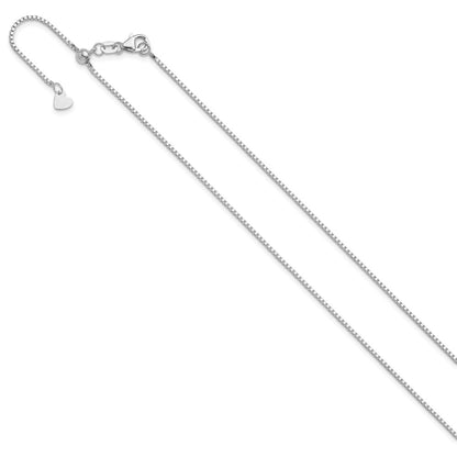 22 Inch 10K White Gold Adjustable 1mm Box Chain Necklace