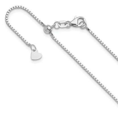 22 Inch 10K White Gold Adjustable 1mm Box Chain Necklace