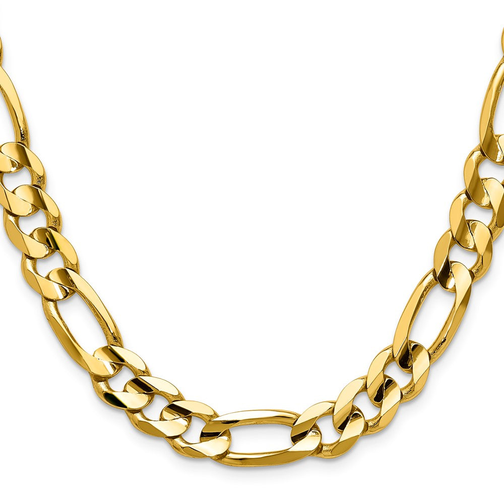 26 Inch 10K Yellow Gold 10.0mm Concave Figaro Chain Necklace