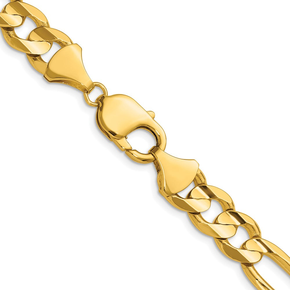 24 Inch 10K Yellow Gold 10.0mm Concave Figaro Chain Necklace