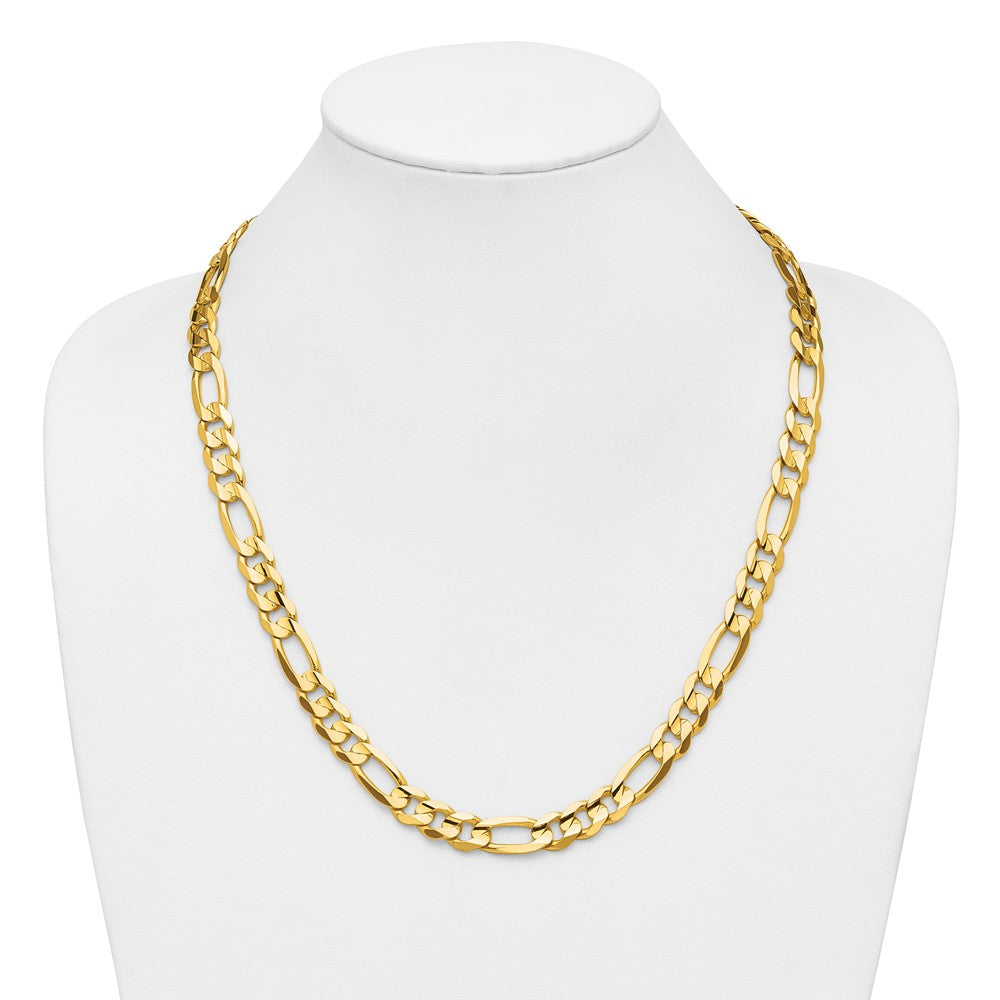 24 Inch 10K Yellow Gold 10.0mm Concave Figaro Chain Necklace