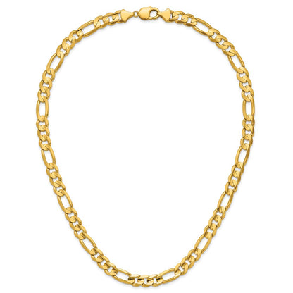 24 Inch 10K Yellow Gold 10.0mm Concave Figaro Chain Necklace