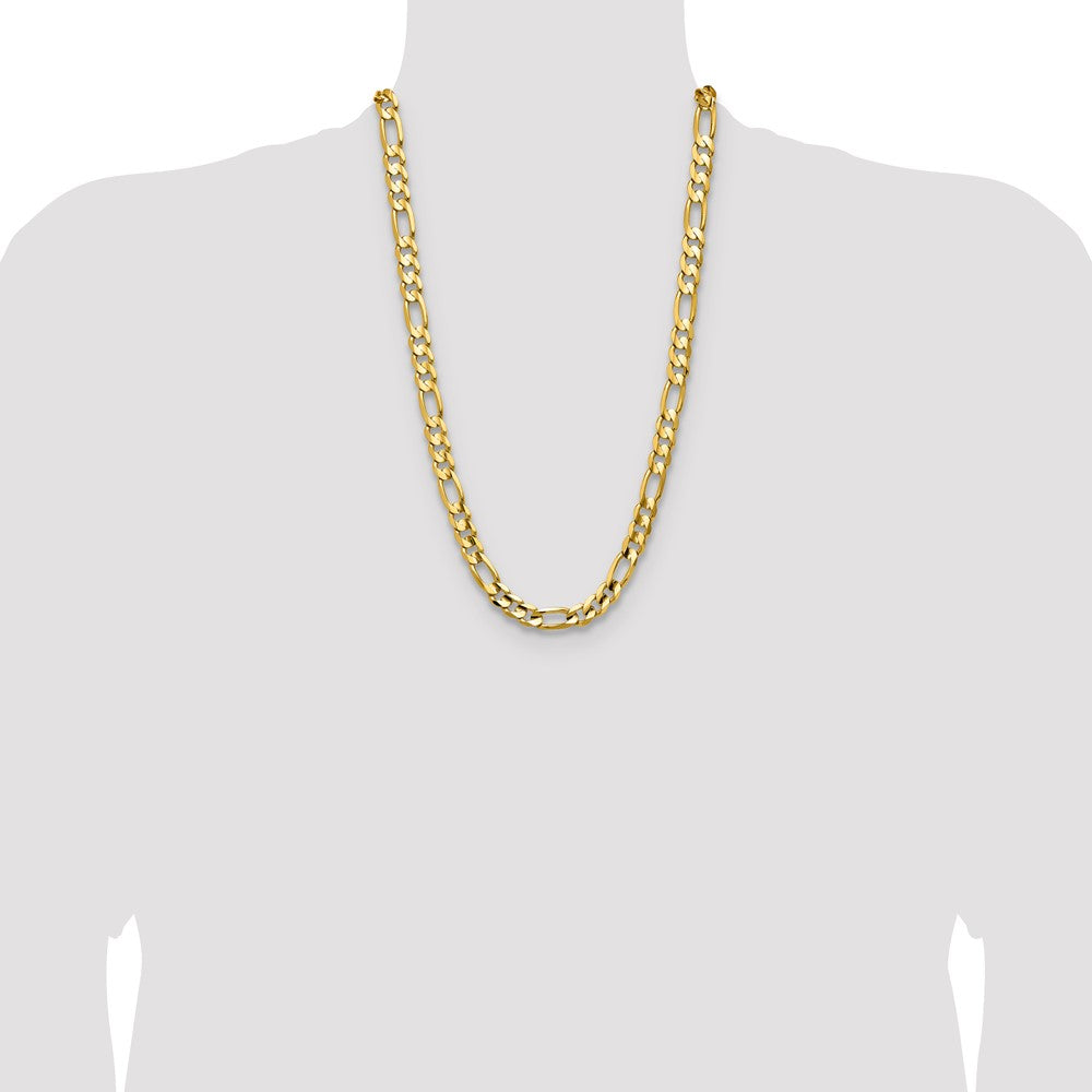 26 Inch 10K Yellow Gold 10.0mm Concave Figaro Chain Necklace