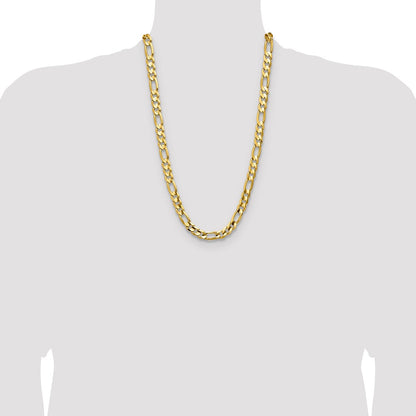 26 Inch 10K Yellow Gold 10.0mm Concave Figaro Chain Necklace