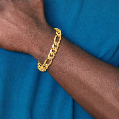 8 Inch 10K Yellow Gold 10.0mm Concave Figaro Chain Bracelet