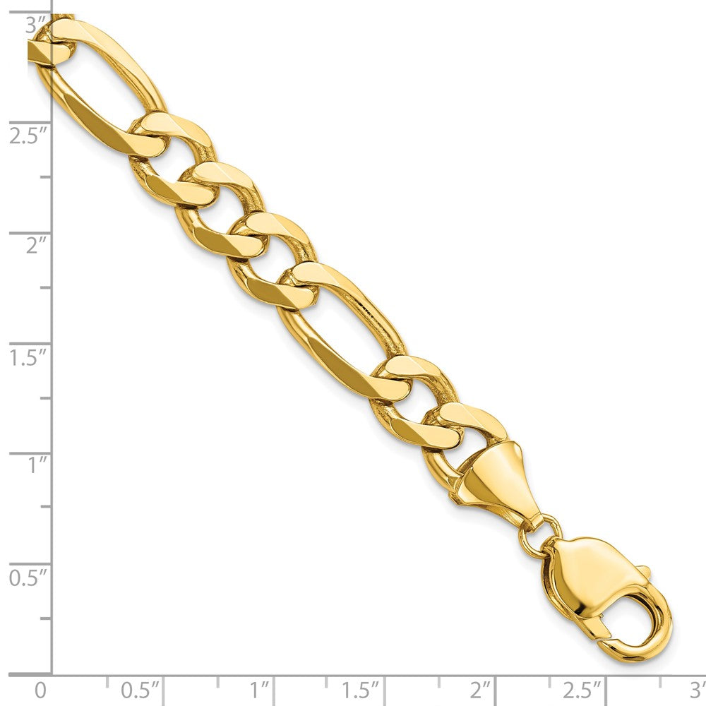 8 Inch 10K Yellow Gold 10.0mm Concave Figaro Chain Bracelet