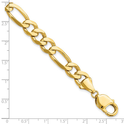 9 Inch 10K Yellow Gold 10.0mm Concave Figaro Chain Bracelet